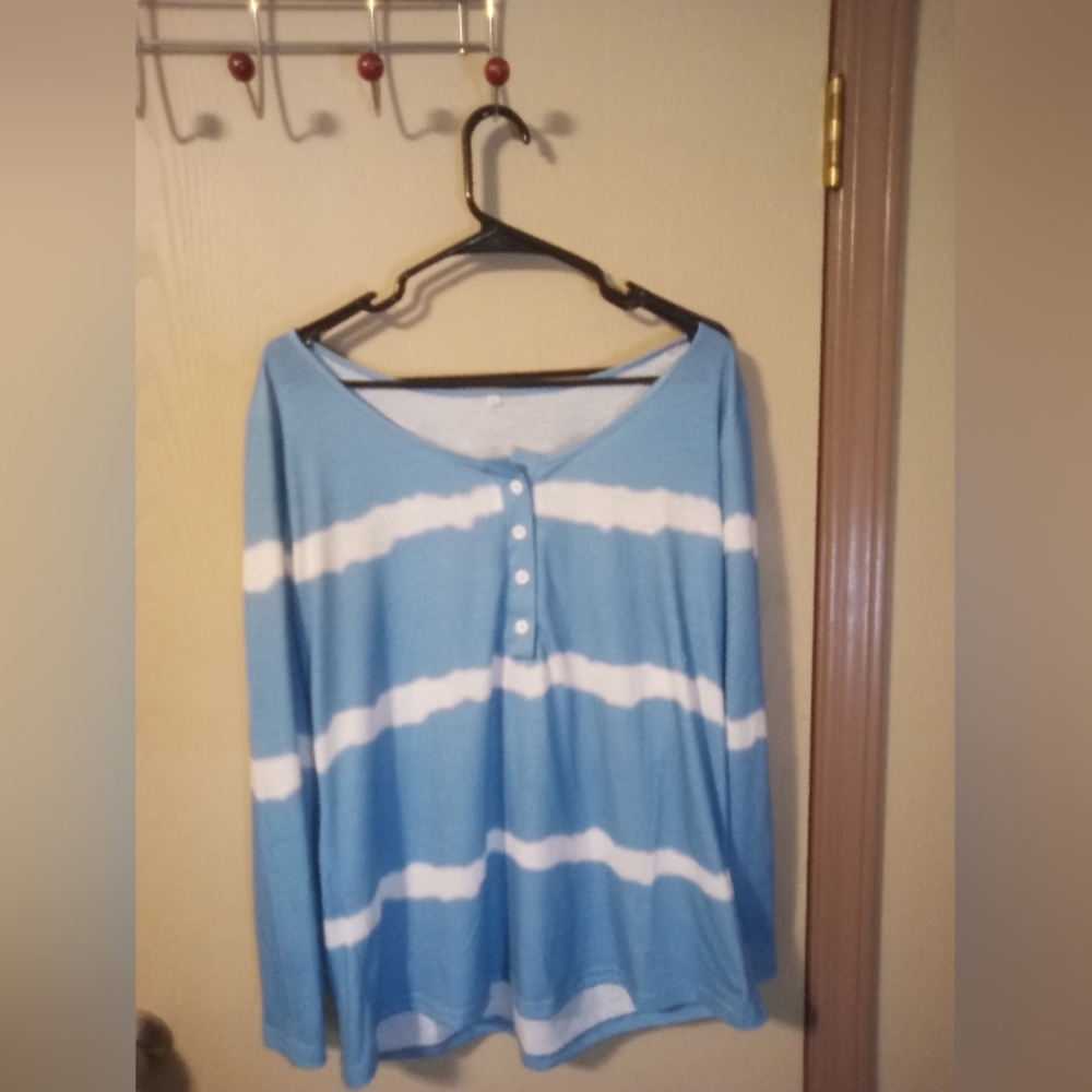 Blue and white striped long sleeve